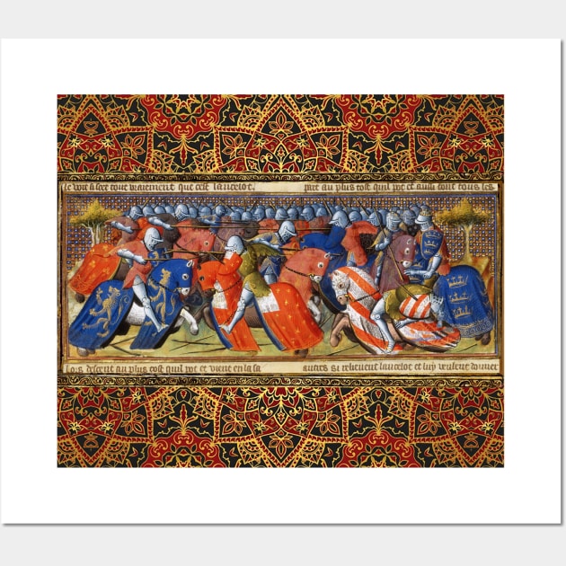 LANCELOT OF THE LAKE IN THE TOURNAMENT OF CAMELOT Arthurian Legends Medieval Miniature Wall Art by BulganLumini